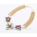 Hot Wholesale Fashion Crystal Stainless Steel Chain Bling Gold Necklace For Girl/Ladies